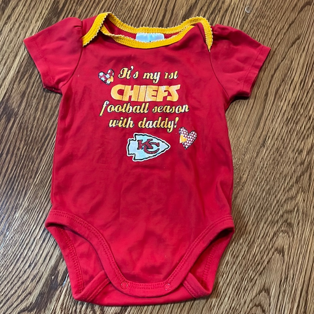 KC Chiefs onesie, size 3-6M